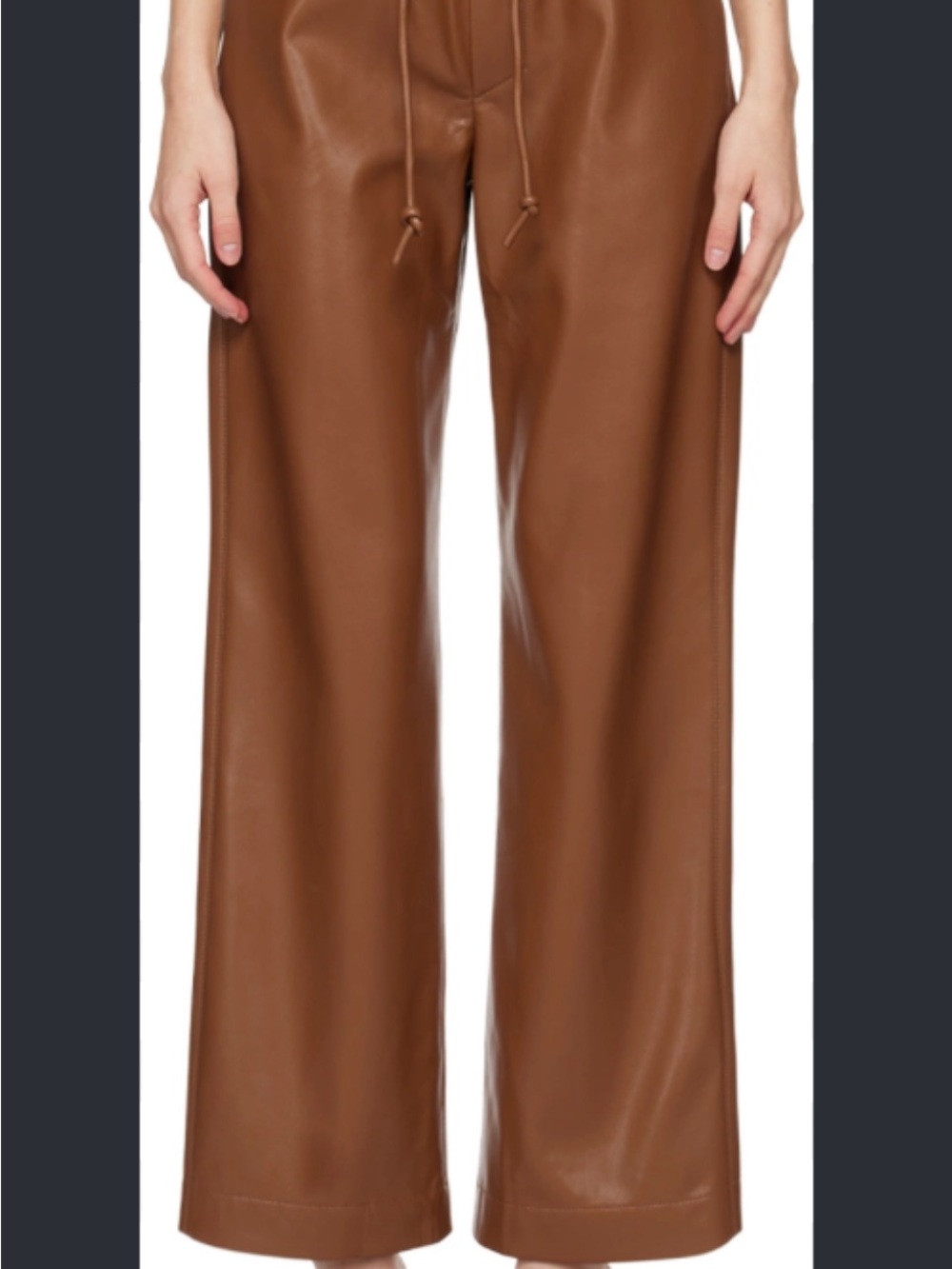Nanushka Brown Wide-Leg Faux Leather Pants